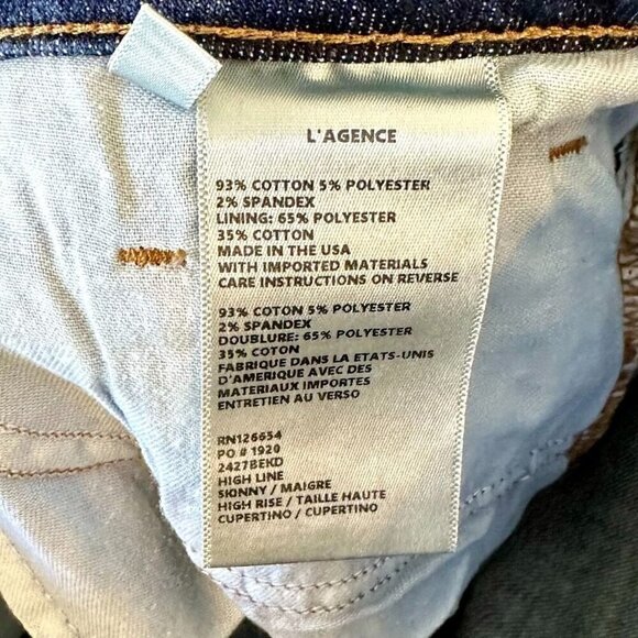 NWT L'AGENCE High Line Skinny High Rise Jean in Cupertino - Size 27 - Picture 4 of 10